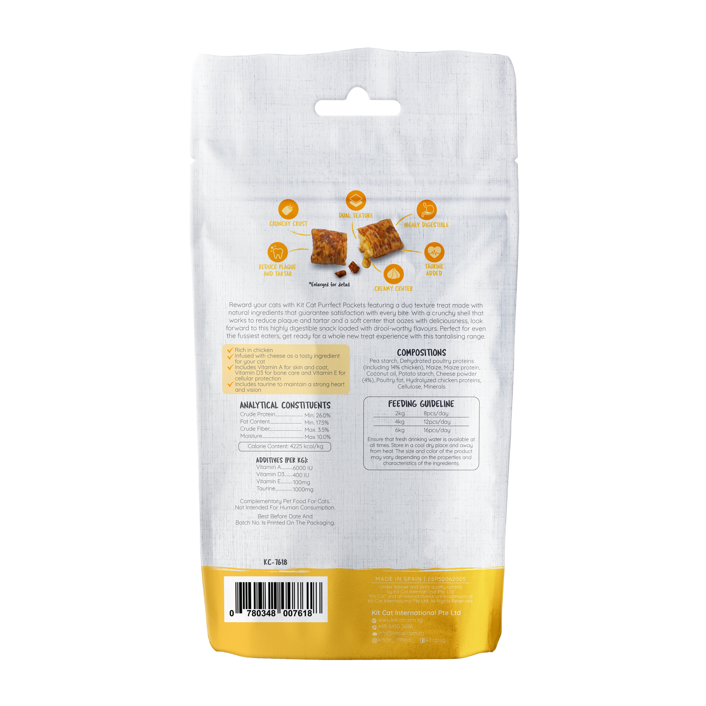 Kit Cat Purrfect Pockets - Chicken & Cheese 60g