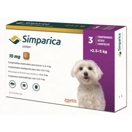 Simparica 10mg x 3 Tabs 2.5kg - 5kg (Purple)