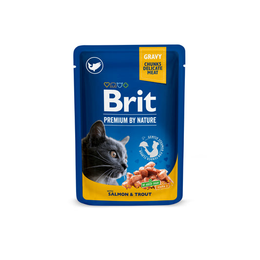Brit Premium Adult Salmon & Trout in Gravy Wet Cat Food