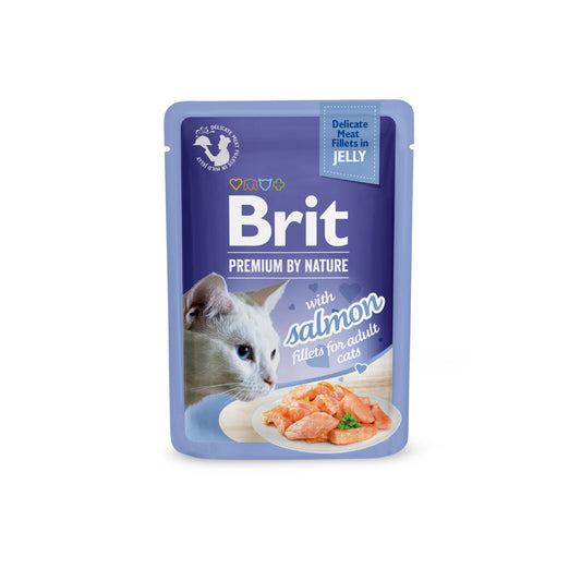 Brit Premium Adult Salmon Fillets in Jelly Wet Cat Food
