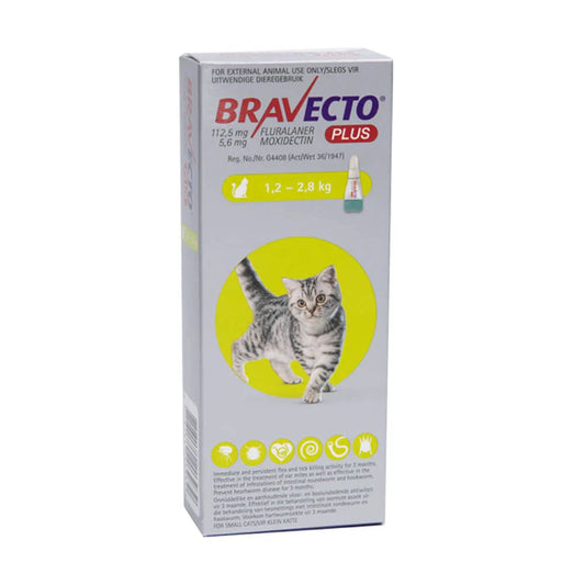 Bravecto Plus Cat 1.2 - 2.8kg (Yellow)