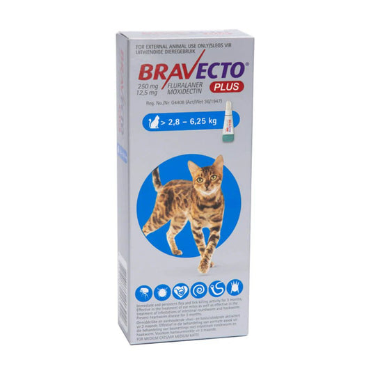 Bravecto Plus Cat 2.8 - 6.25kg (Blue)