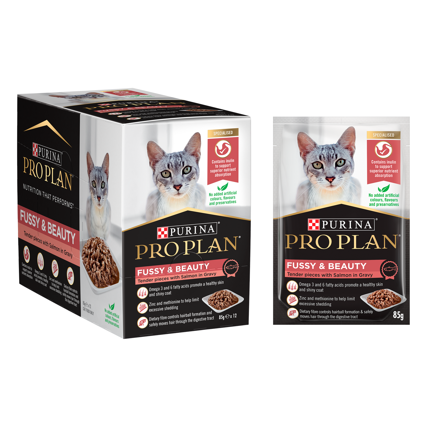 Pro Plan Feline Adult Fus&Beaut Wet Sal-Gravy