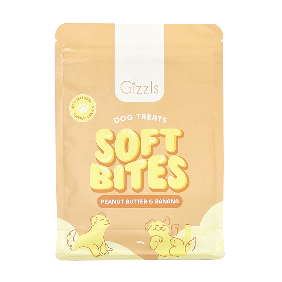 Gizzls Soft Bites Peanut Butter & Banana Dog Treats 300g