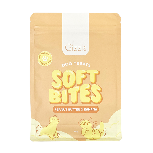 Gizzls Soft Bites Peanut Butter & Banana Dog Treats 300g