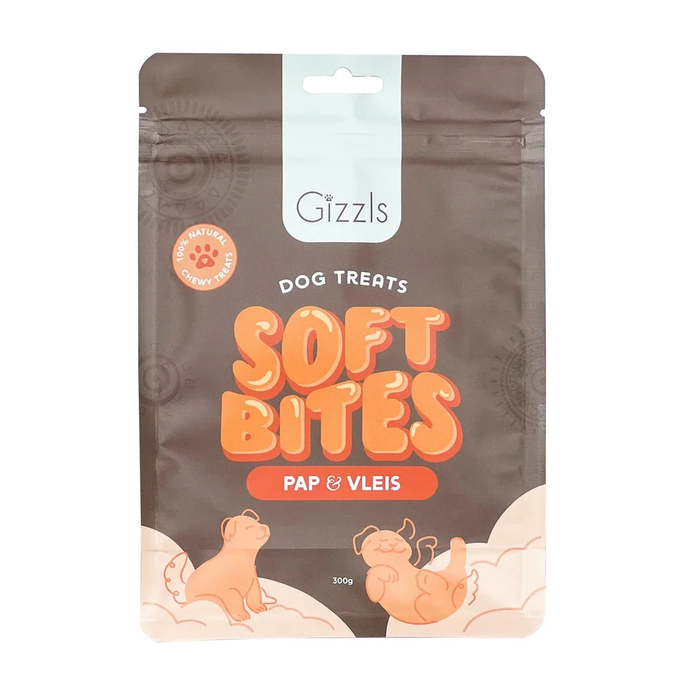 Gizzls Soft Bites Pap & Vleis Dog Treats 300g