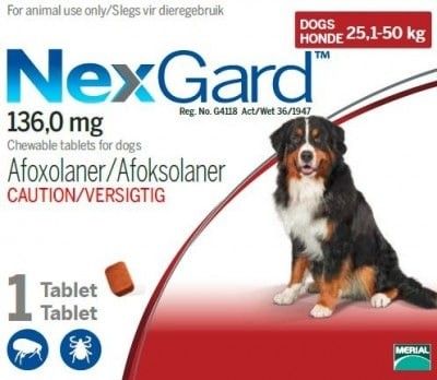 Nexgard (25.1 - 50kg) X Large (Red) Sgl