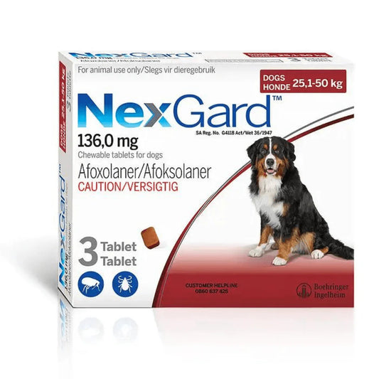 Nexgard (25.1 - 50kg) X Large (Red) 3 Pack