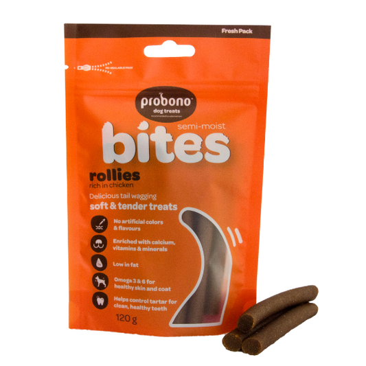 Probono Semi Moist Chicken Rollies 120g